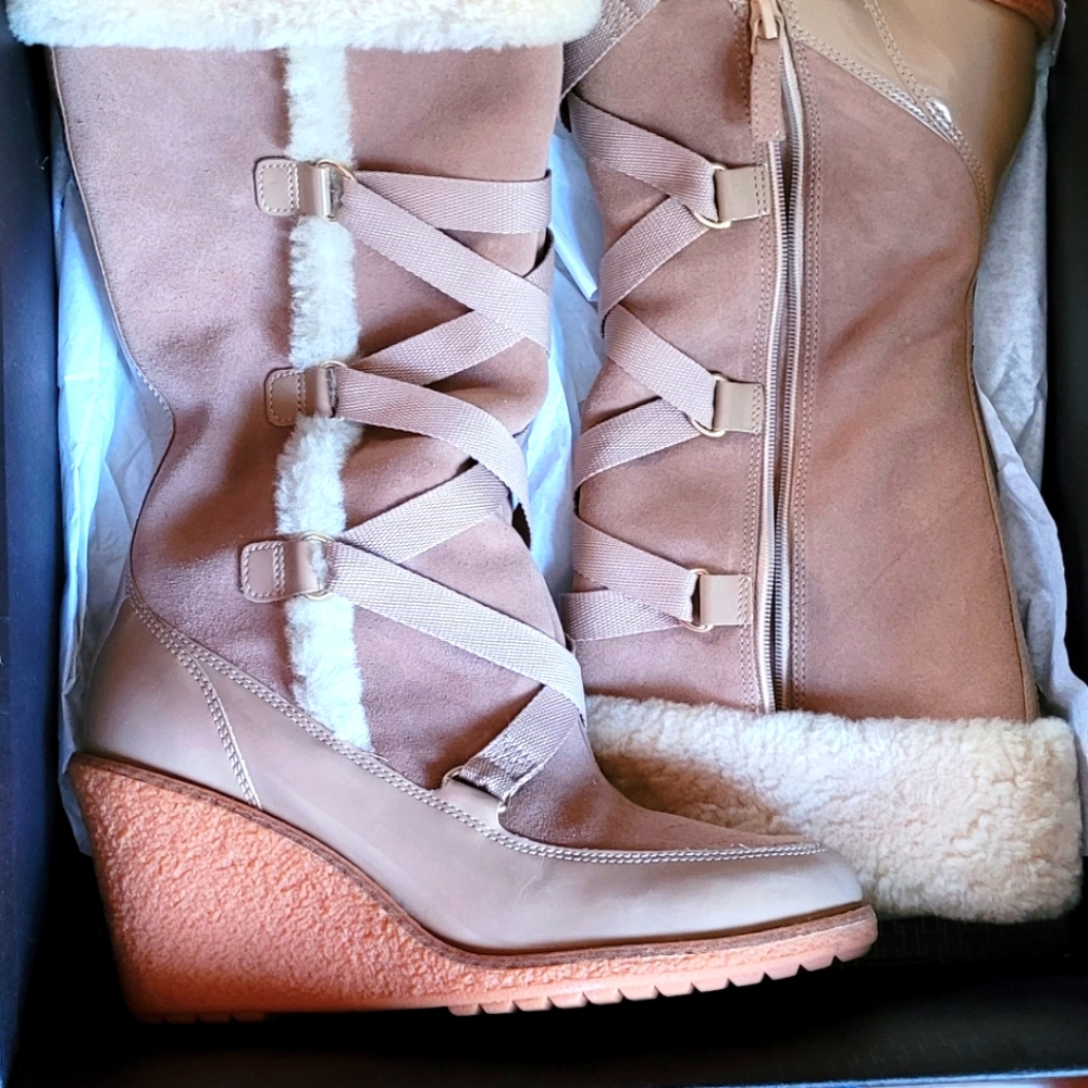 Cole Haan Air Michelle Beige wedge boots